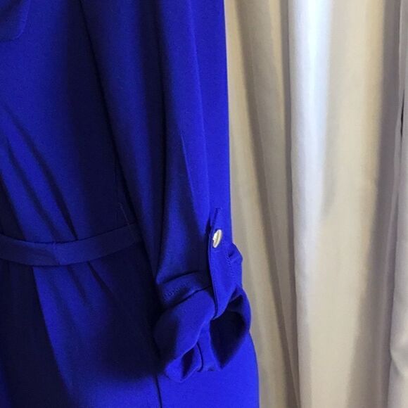 3/4 sleeve dress with belted waist in size PS in a royal blue color - Picture 9 of 16